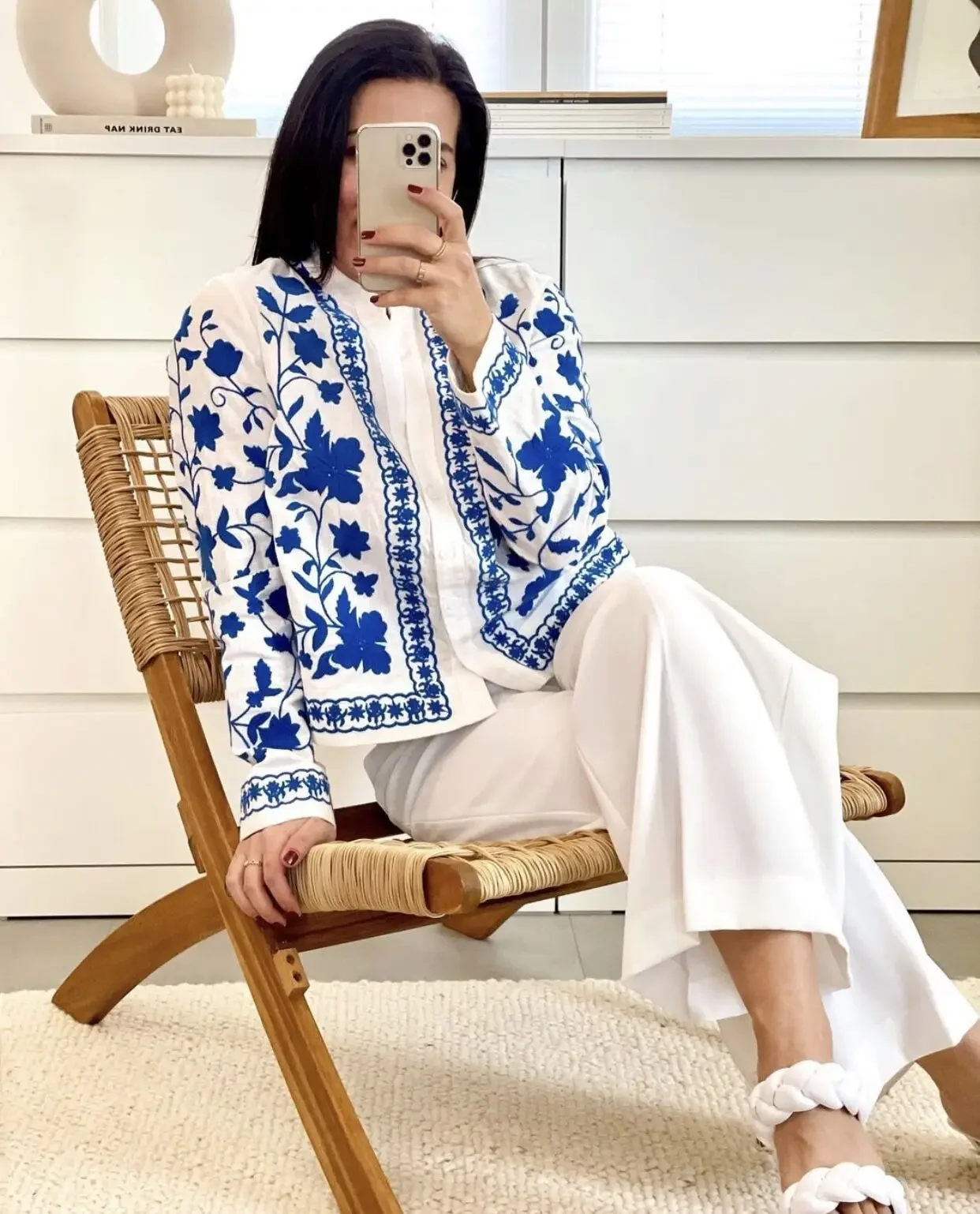 TEELYNN Boho Cotton Women Cardigan Crop jacket White Floral Embroidered Tops Vintage Long Sleeve Autumn Coats Outwear Bohemia