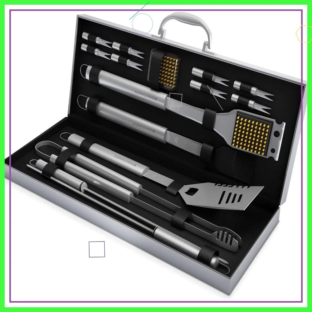 

16-Piece BBQ Grill Accessories Set with Aluminum Case - Perfect for Home Grilling and Gifts