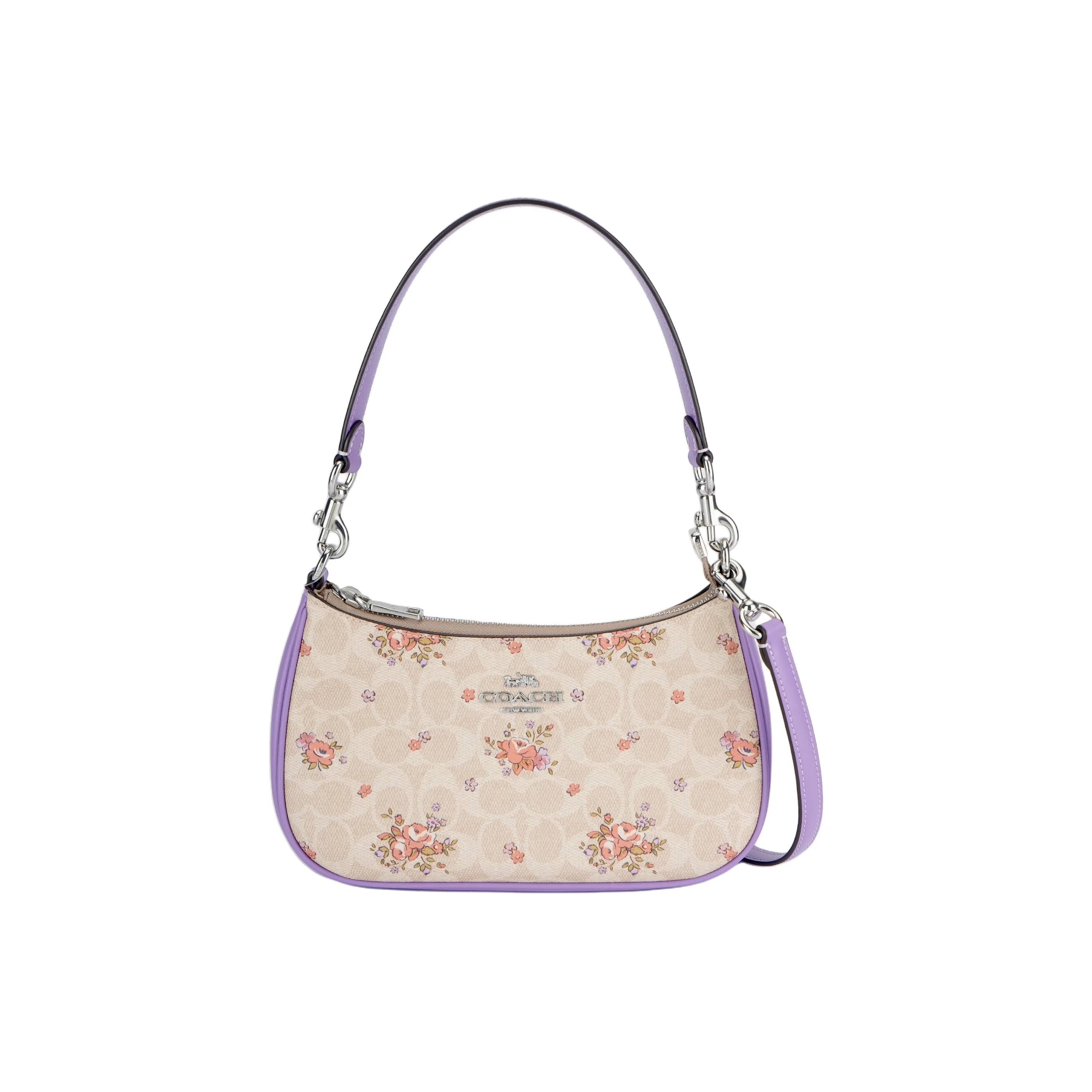 حقيبة يد كوتش تيري قماشية مطلية بكتف واحد متوسطة الحجم للنساء متعددة الألوان CAL37-SVSAS