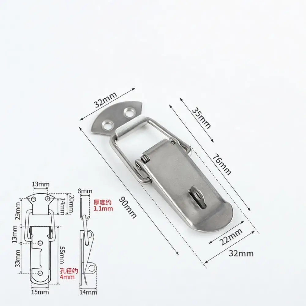 304 Stainless Steel Toggle Latch For Wooden Storage Box Case Trunk Hardware Catch Clamp Secure Locking Mounting Hardware
