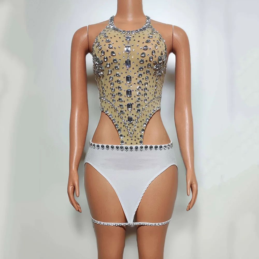 

Sexy Gogo Dance Costume Rhinestone Hollow Out Backless Dress Nightclub Bar Club Party Rave Clothes Burning Man Outfit Women L788