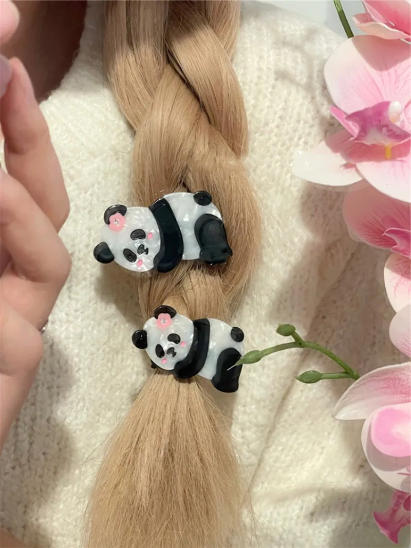 Super niedlichen Tier Panda Haar Kralle Clip nationalen Schatz Panda Essen Bambus Haars pange Enten schnabel Clip Haar Zubehör für Frauen