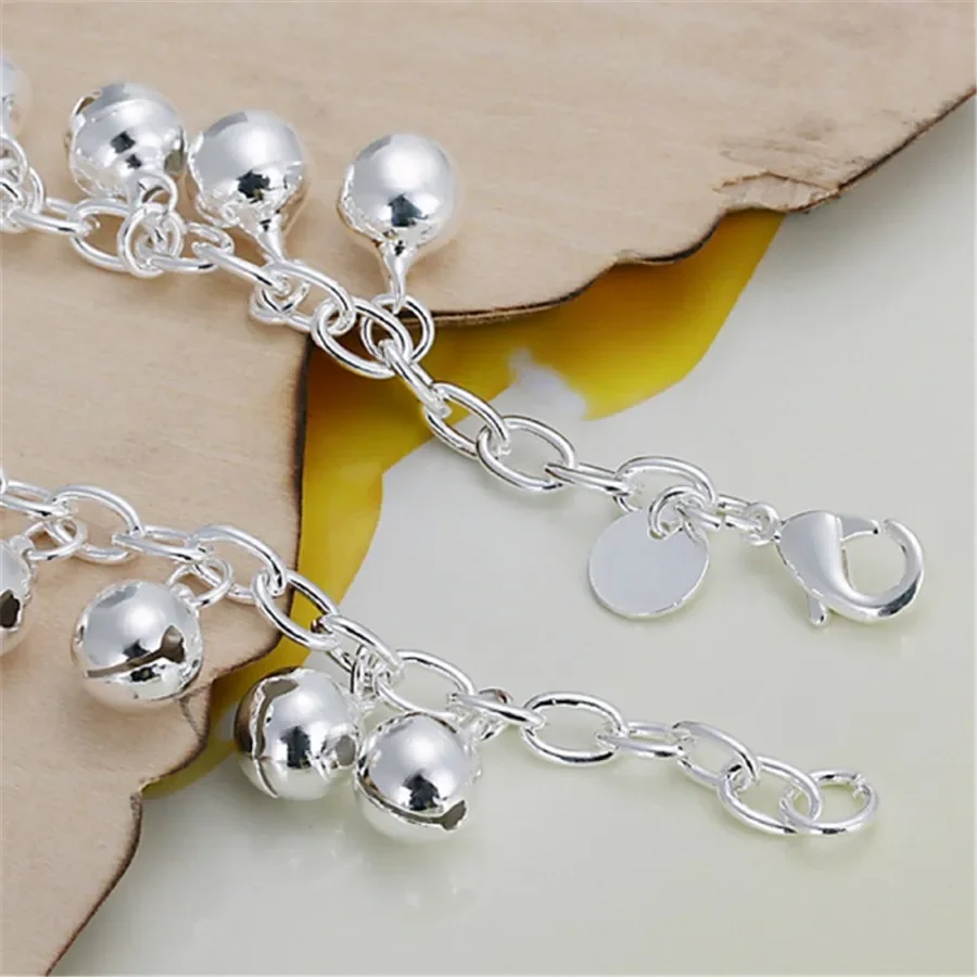 925Lovely Bell Silver Color Bracelets New Listings High 925quality Fashion Jewelry Christmas Gifts