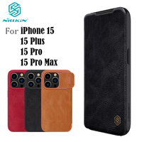 Flip Case For iPhone 15 Pro Max Nillkin QIN Pro Leather Flip Cover For iPhone15 Slide Camera Book Case For iPhone 15 Pro 15 Plus