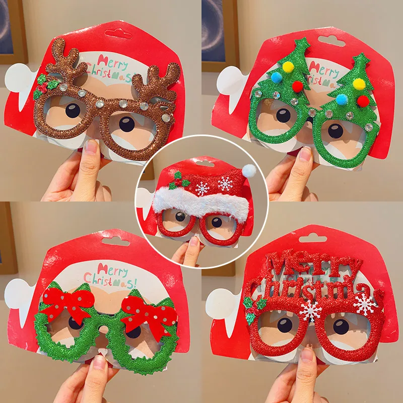 Brillengestelle für Weihnachtsfeiern, Schneemann, Elch, Weihnachtsbaum, alter Mann, Foto-Requisiten, Cartoon, Neujahrsgeschenk