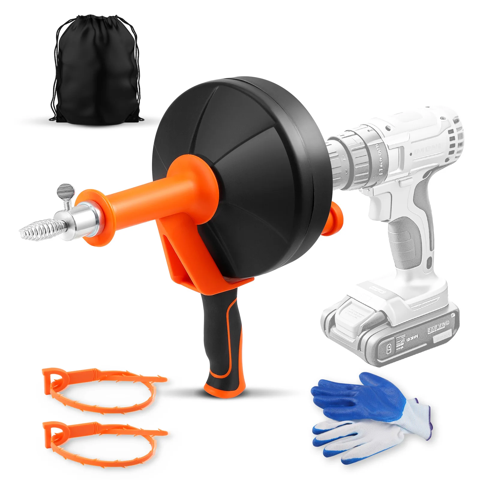 

10m Drain Snake Unblocker Auger Plumbing Snake Manual Feed Pipe Sewer Plunger Snake Drain Clog Remover For Bathroom Shower