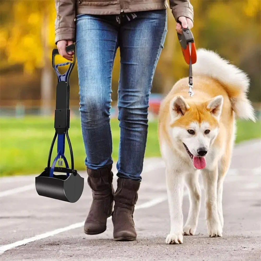 45CM Dog Pooper Scooper Pet Dog Long Handle Pet Poop Scoop Picker Excrement Collector Dogs Cats Outdoor Foldable Cleaner Tools