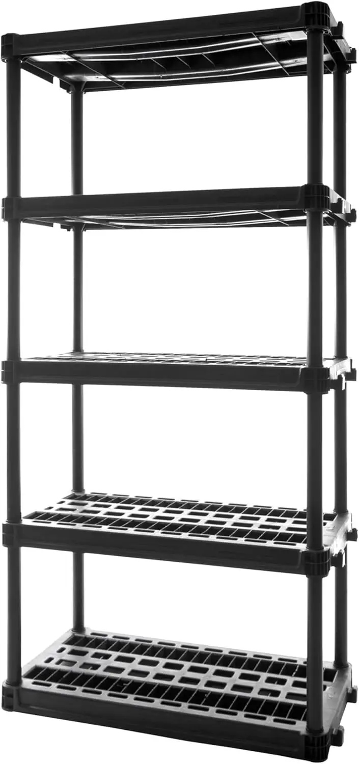 

5-Shelf Plastic Storage Shelves, 73x36x18 Inches, 750lb Capacity for Pantry Office Closet Garage, Easy Assembly Durable