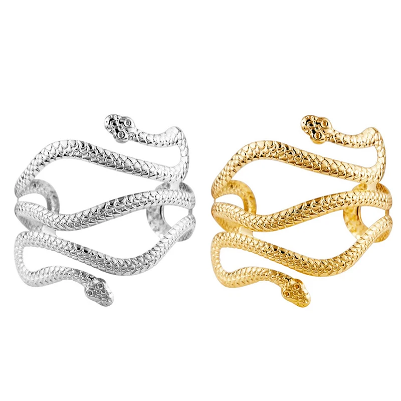 Bohemian Snake Pendants Charm Upper Bracelet Arm Chain Metal Hollow Out Geometric Pattern Retro Arm Cuff Bangle Body Jewelry