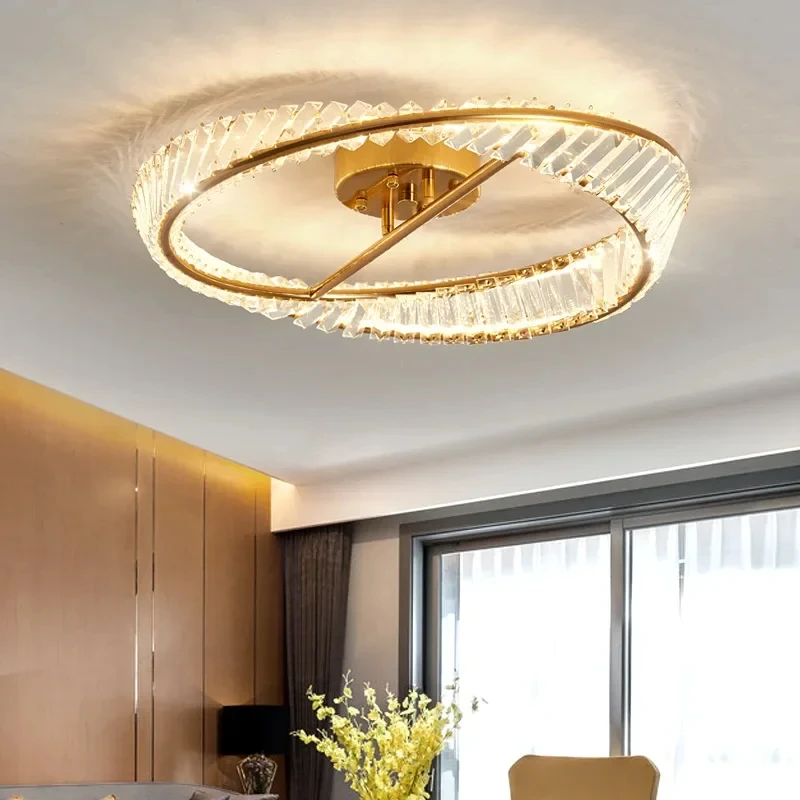 Cristal LED candelabro lâmpadas para sala de estar, luzes de teto, luminárias interiores, lustre moderno quarto, luxo, 2024