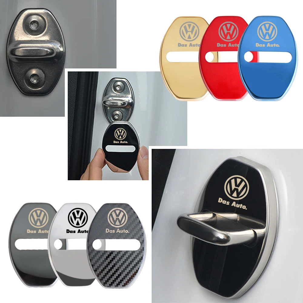 4PCS Metal Car Door Lock Protector Cover Accessories For Volkswagen VW Golf 6 7 MK4 TSI TDI Magotan B5 B6 B7 Touareg Passat Polo