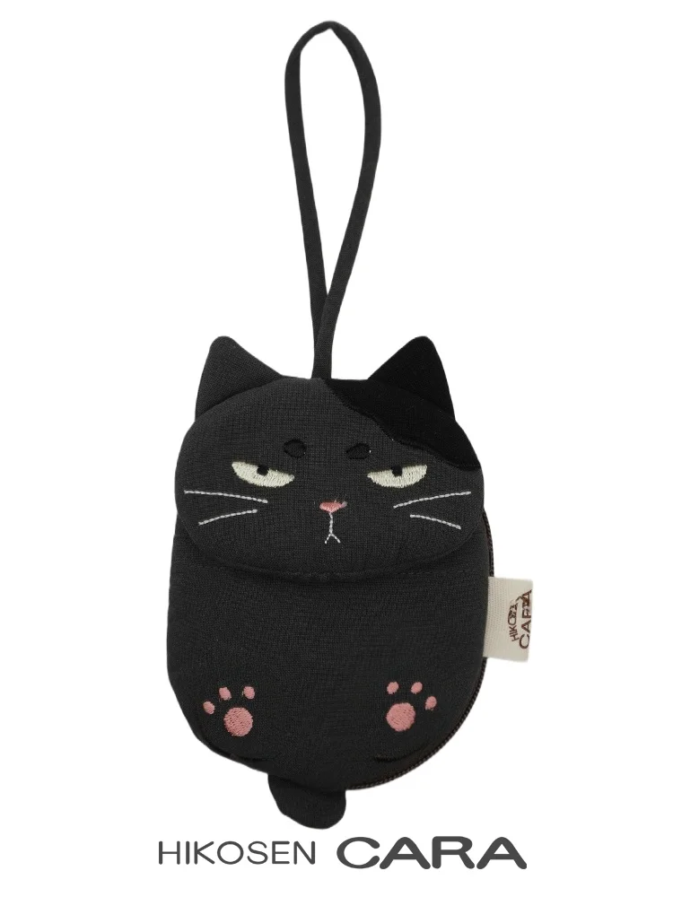creative-cute-black-coin-purse-hikosencara-women's-bag-charm-magic-tape-cotton-card-holder-short-style-wallet