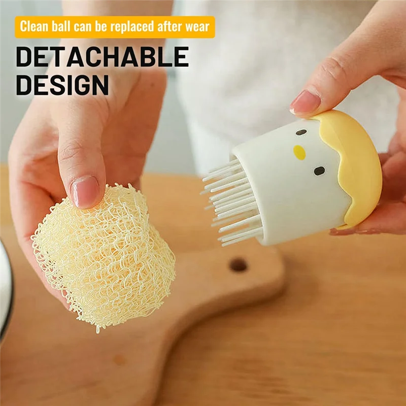 ABDJ-Spazzola per pulizia a forma di pollo con guscio d'uovo Sfera di pulizia staccabile per la pulizia della cucina Spazzola per pulizia multiuso della cucina