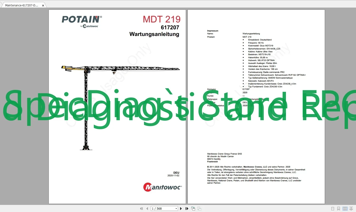 

SpecDiag Manitowoc Potain Tower Cranes Все модели Обновленные 01.2021 Руководства DE PDF DVD