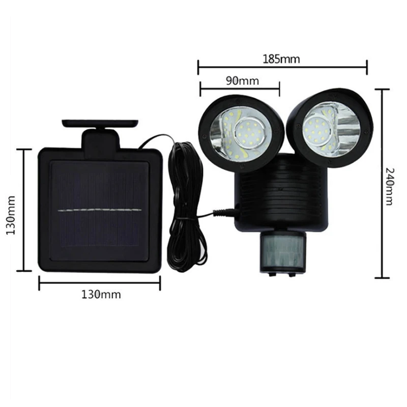 

AB08-Солнечный светильник с двумя датчиками, уличный водонепроницаемый, 22 LED, для сада и ландшафта, настенный светильник