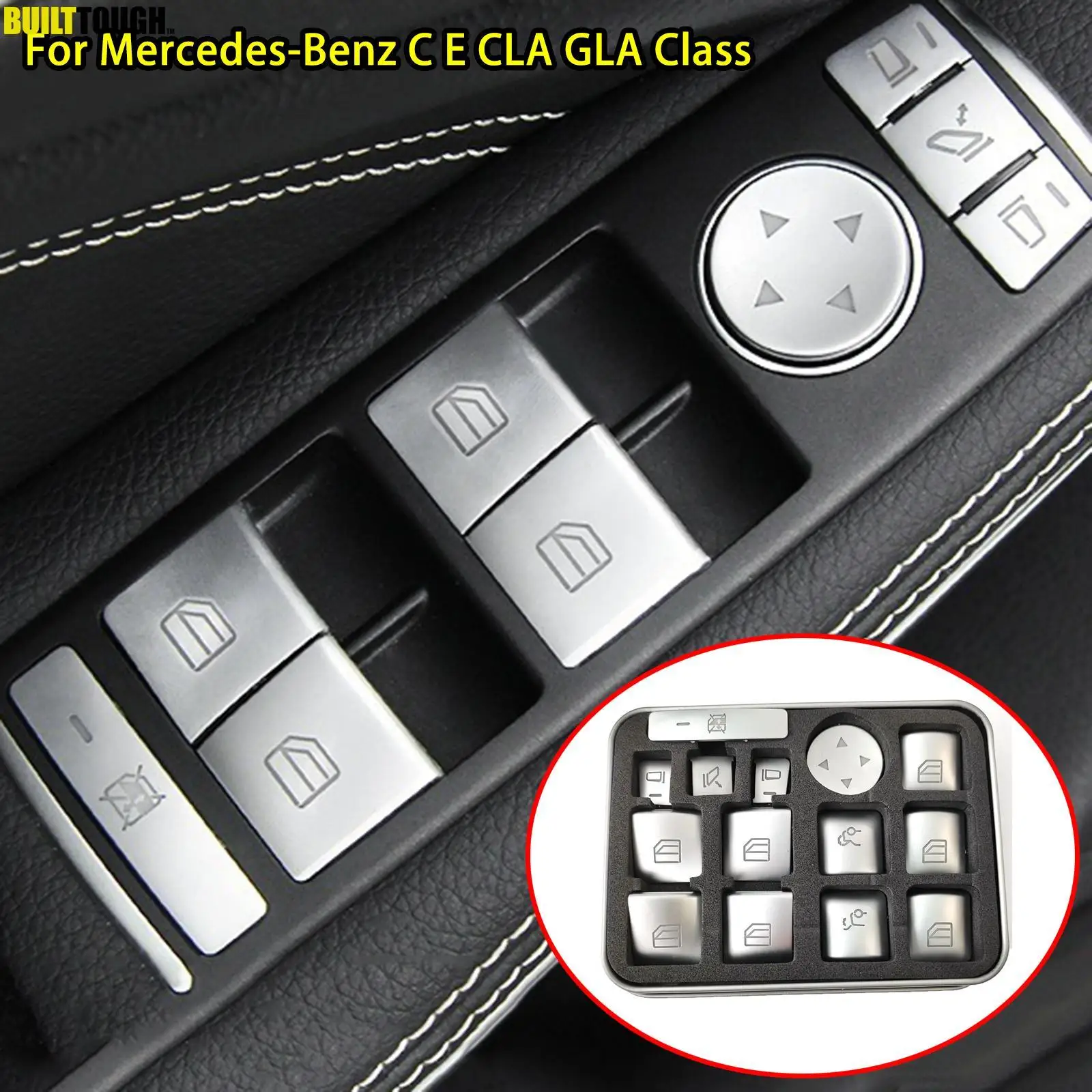 For Mercedes Benz CLA 180 200 GLA 180 200 2013 2014 2015 2016 2017 2018 2019 14x Car  Parts Window Switch Button Repair Stickers