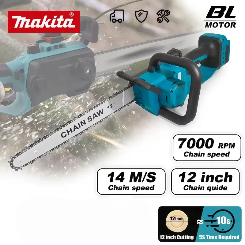 

Makita Brushless Electric Chain Saw 7000RPM 600W Cordless Handheld Chainsaw Graden Pruning 18V Battery Power Tool