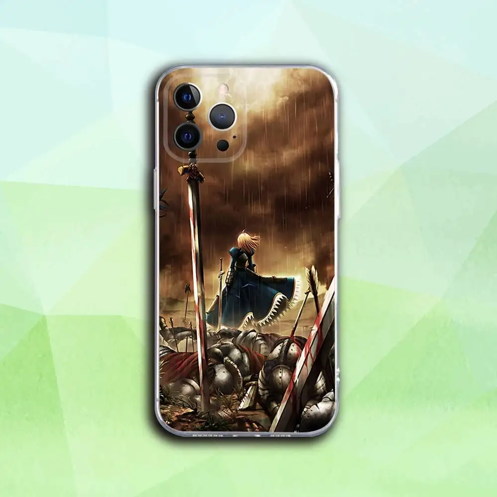 F-Fate Anime Stay Night Telefoonhoesje voor iPhone 17,16,15,14,13,12,11 Pro,Max,Plus,X,XS,XR,SE4,E Mini Transparante Soft Cover