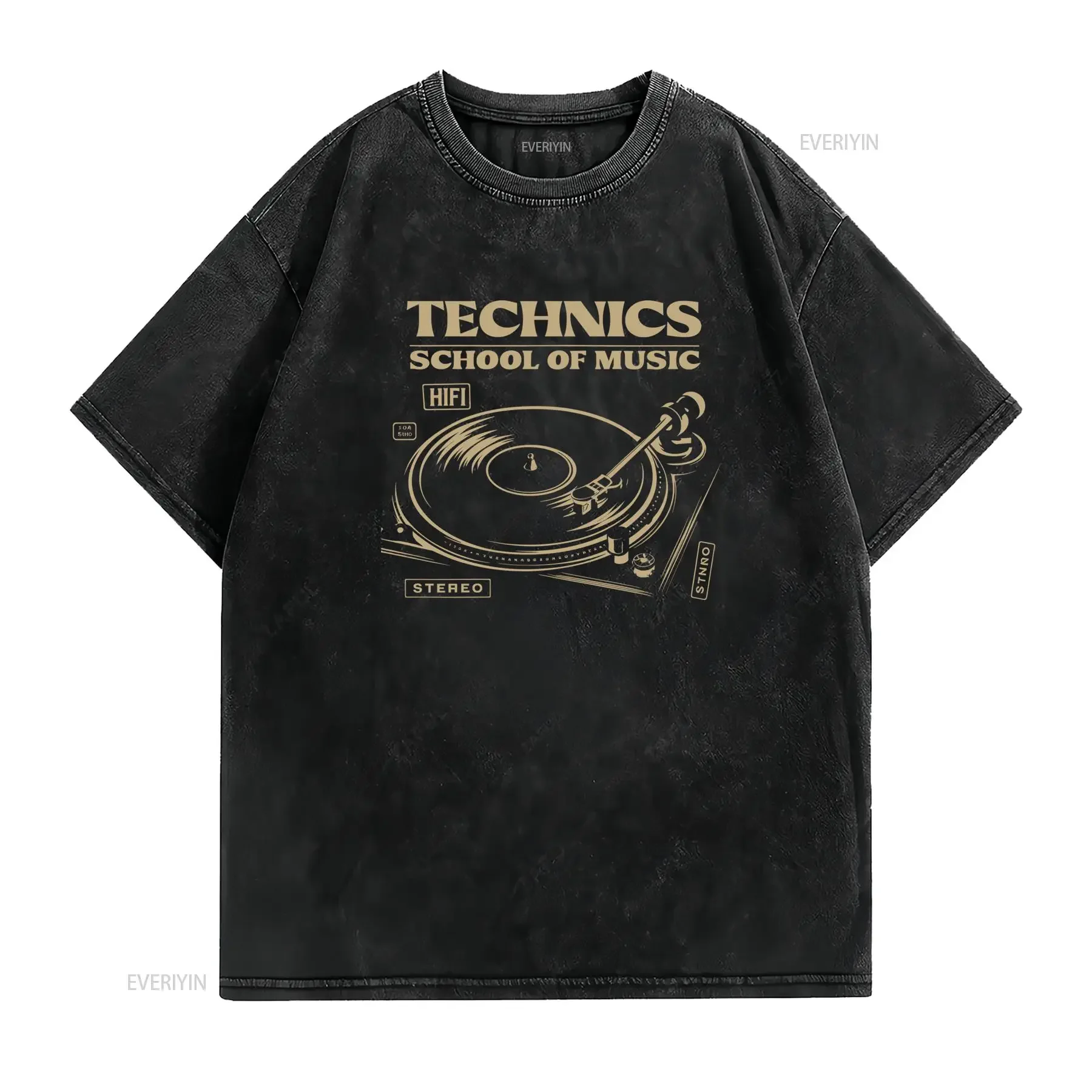 T shirt da uomo Technics School of Music Girocollo stile casual tessuto leggermente elasticizzato vestibilità regolare vintage