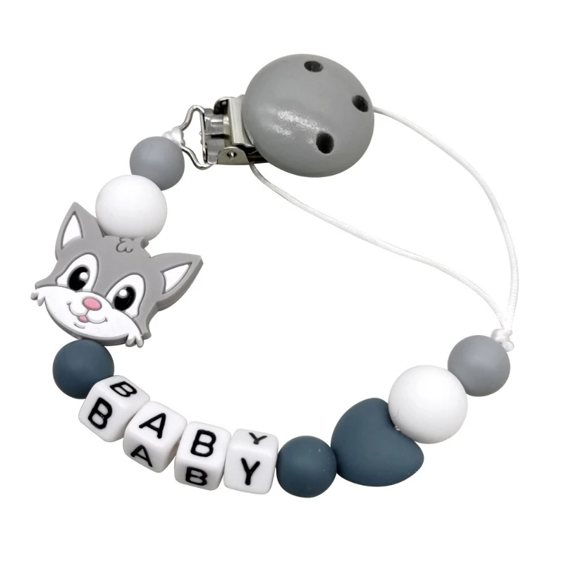 الطفل مخصص هوة كليب شخصية اسم سلسلة سيليكون حبة الدمية الحلمة حامل لعبة التسنين مضغ هدية قلادة للهايات