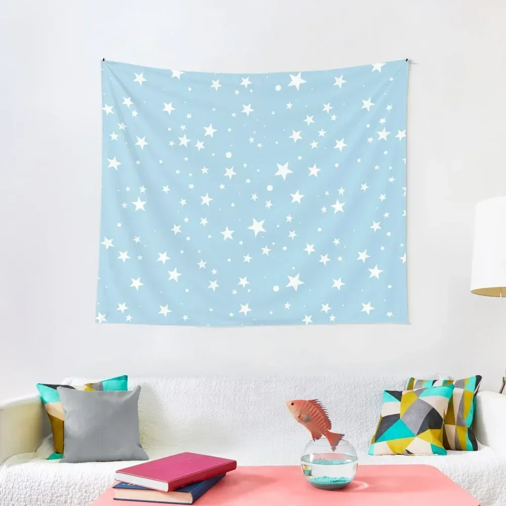 

Baby blue starry sky abstract stars pattern mask gift light blue cute Tapestry Carpet Wall Bedroom Decorations Tapestry