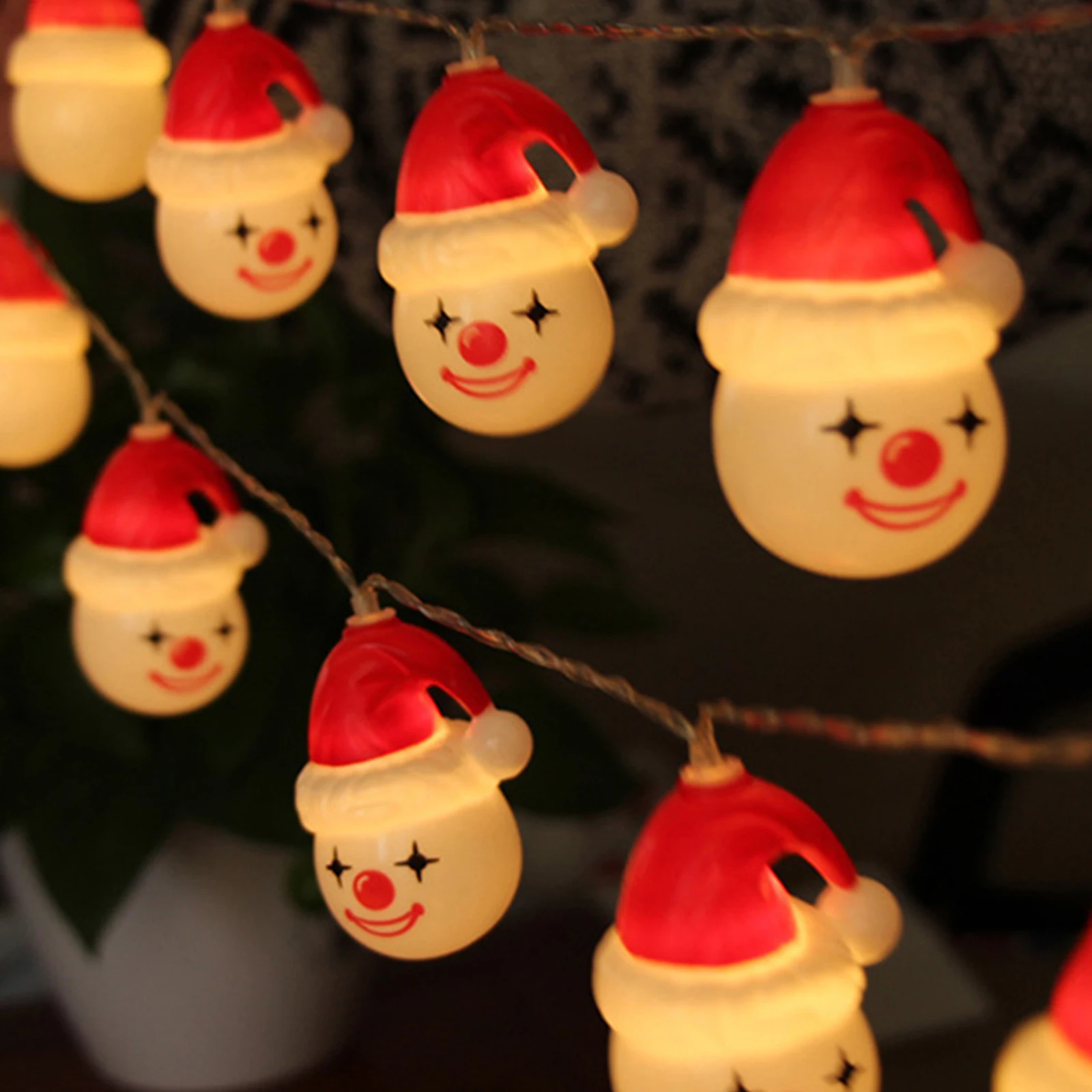 

1Pcs Xmas Clown Light String 10 Beads Operated Waterproof PVC Festive Lamp for Indoor Outdoor Decoration Christmas