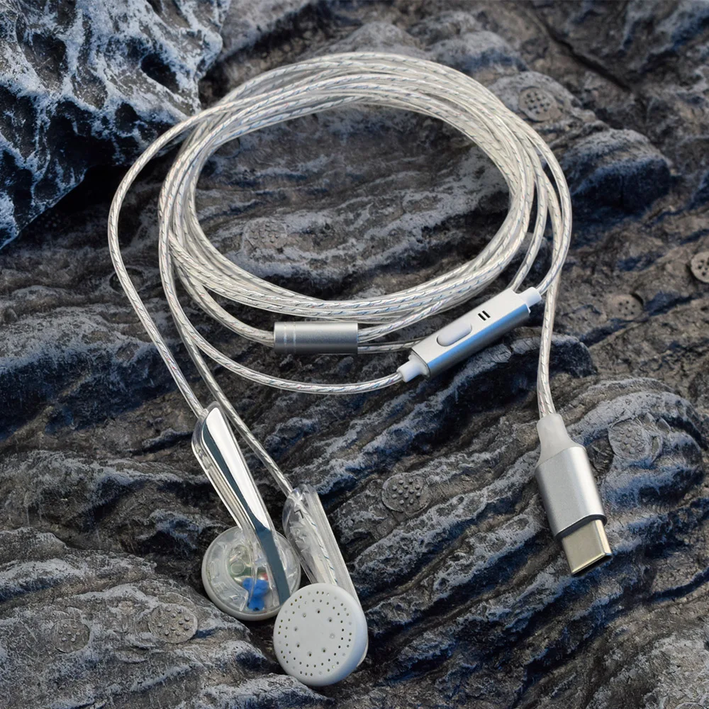 QIGOM DT100 유선 플랫 헤드 이어폰 (마이크 포함) 보컬 버전 30ohms 116dB 키 작동 헤드셋 이어폰 유형 C