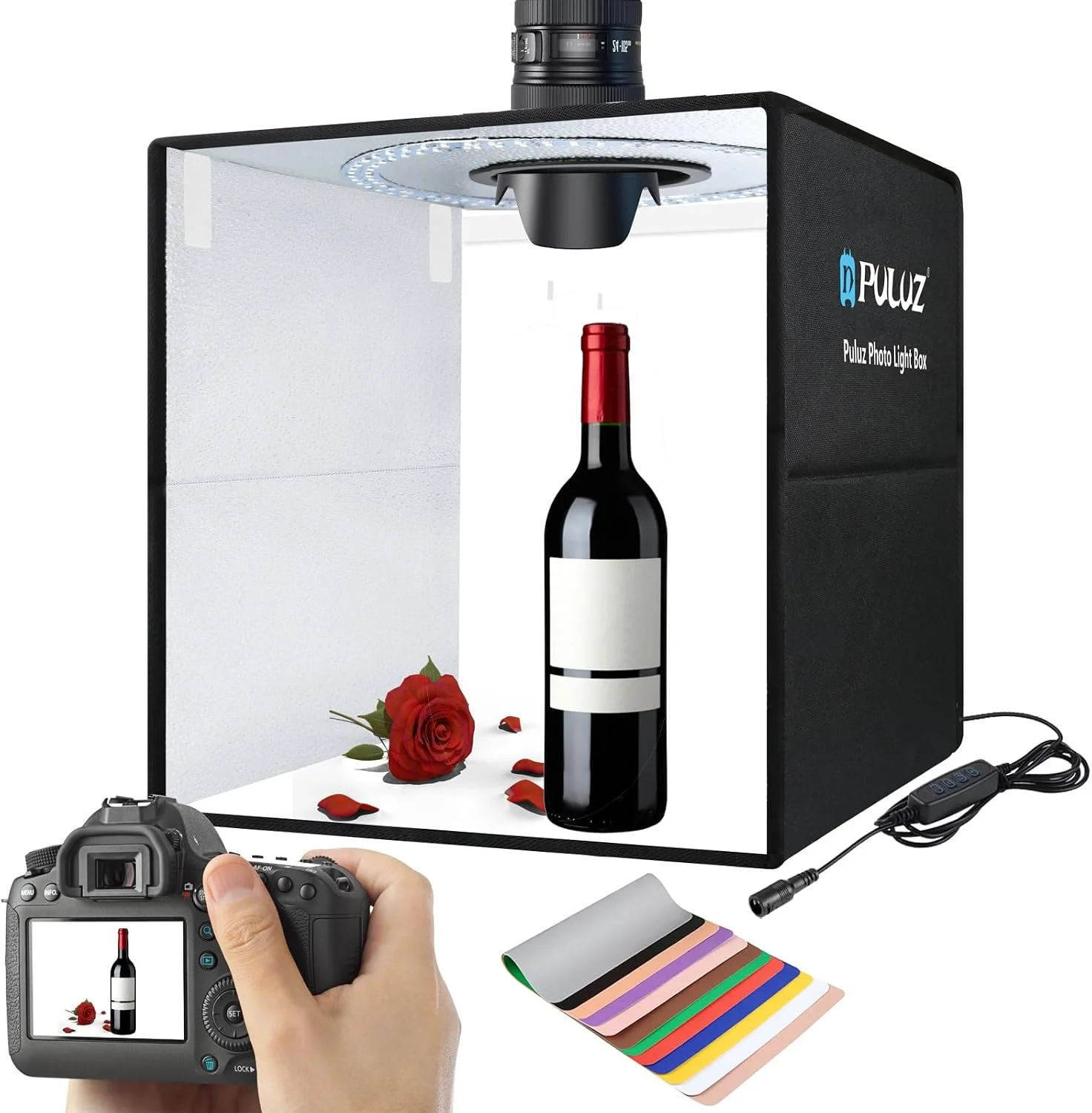Photography Lighting Kit With Backdrop - Caixa de luz fotográfica dobrável da