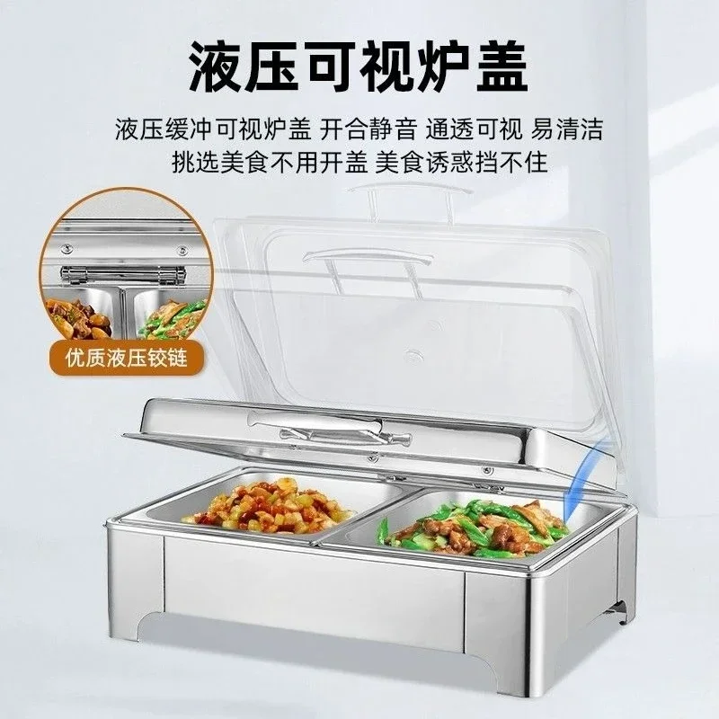 [New]Buffet Insulation Furnace Stainless Steel Heating Meal Furnace Commercial Hotel Buffet Furnace Canteen Visible