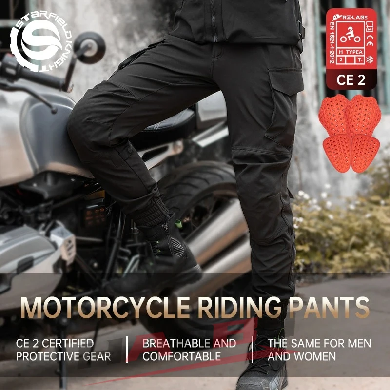 

SFK New Black Motorcycle Pants Riding Men Equipemt Summer Breathable Trousers With CE Protection Armor Wearing Gears Accessories