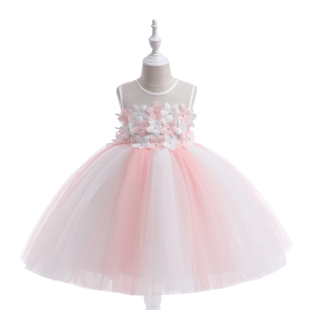 Elegant Flower Girls Dress Puffy Tulle Kids Princess Birthday Party Dresses For Girl Wedding Prom Gown Children Summer Clothes