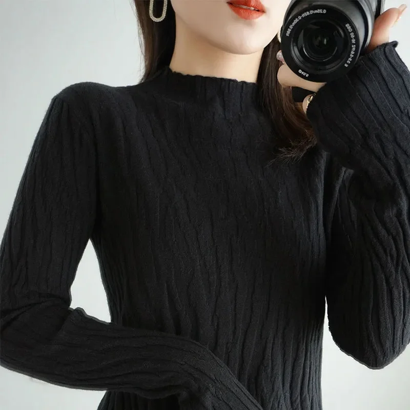 2024 Cashmere Turtleneck Women Sweaters Autumn Winter Warm Pullover Slim Tops Knitted Sweater Jumper Soft Pull Female