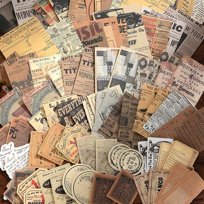 100 Stück Vintage Scrapbook-Papier-Set Retro Junk Journal Zubehör Dekoratives Collage-Papier für DIY Bastelarbeiten Notizbuch Album Dekoration – Detail 3