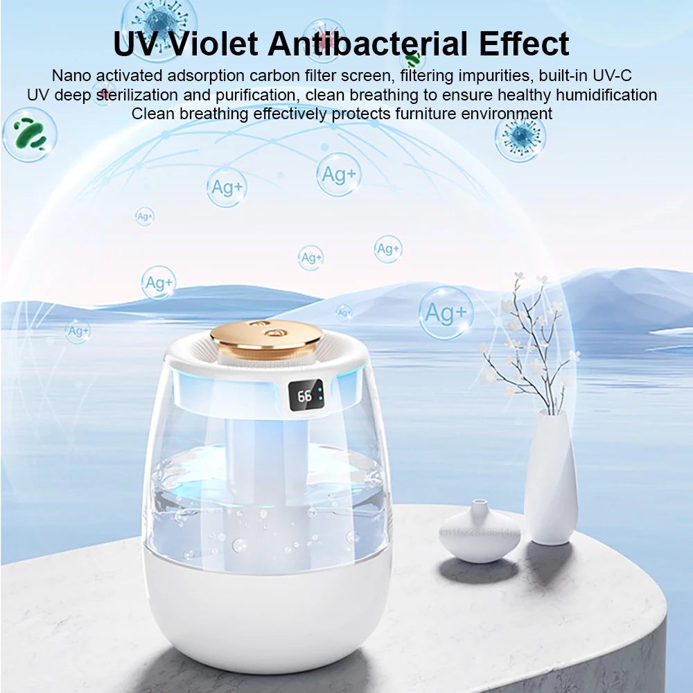 Luftbefeuchter 1,3L Große Kapazität Luftbefeuchter Doppelsprüh-Luftbefeuchter für Zuhause Desktop Duft-Aroma-Diffusor mit Nachtlicht – Detail 9