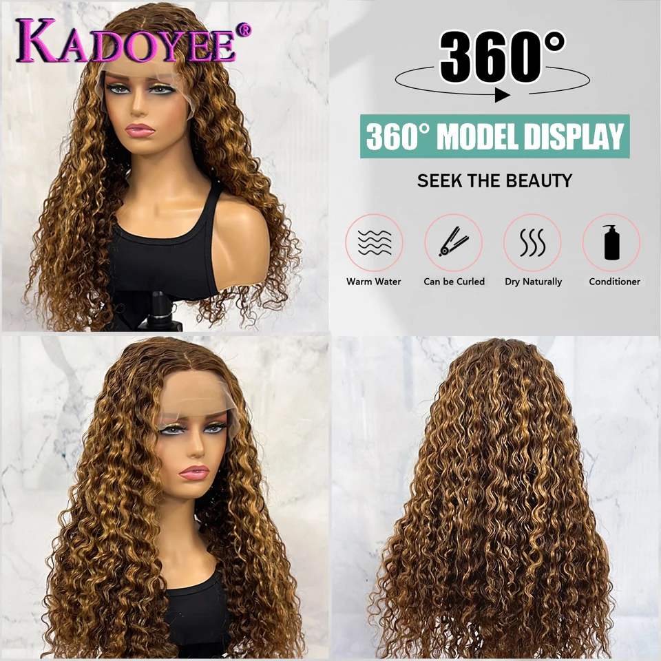 Wig rambut manusia renda depan terang Wig rambut manusia pra-pencabutan Ombre madu keriting dalam Wig rambut manusia pirang untuk wanita 13x4 renda Frontal