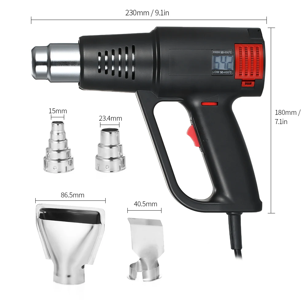 2000W Industrial Fast Heating Hot Air Gun LCD Digital Display Adjustable Temperature Handheld Heat Blower Electric Heat Gun