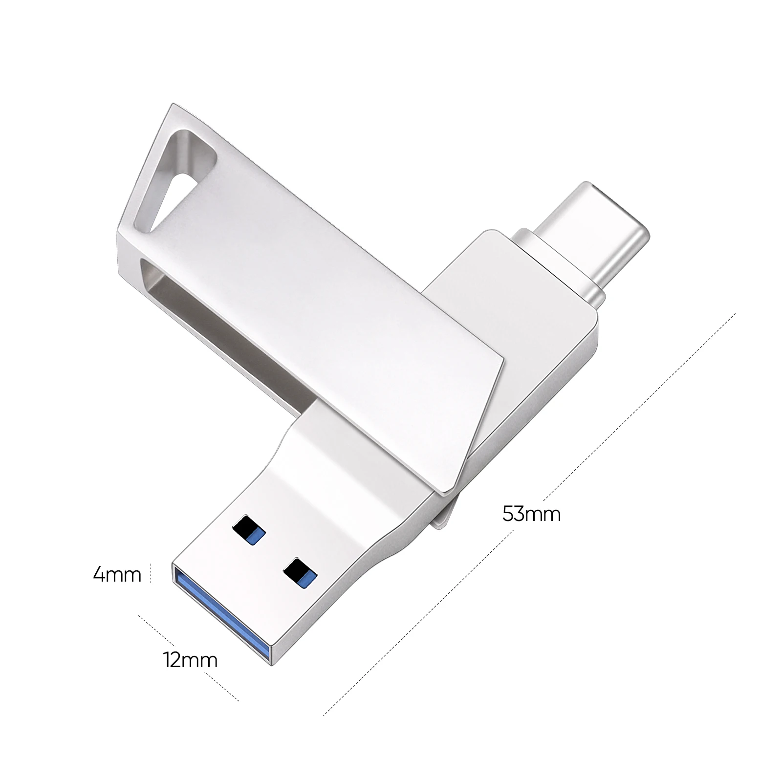محرك فلاش USB 3.0 معدني جديد قابل للدوران من النوع C سعة 32 جيجابايت للكمبيوتر والهاتف بتصميم دوار ثنائي الاستخدام ومحركات أقلام تخزين البيانات المتينة ﻿
