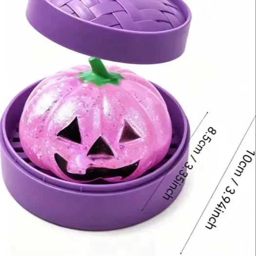 Glitter Halloween Ghost Dumplings Squishy Soft Slow Rebound Resilience Decompression with Steamer Stuffed Shark Bun Gift