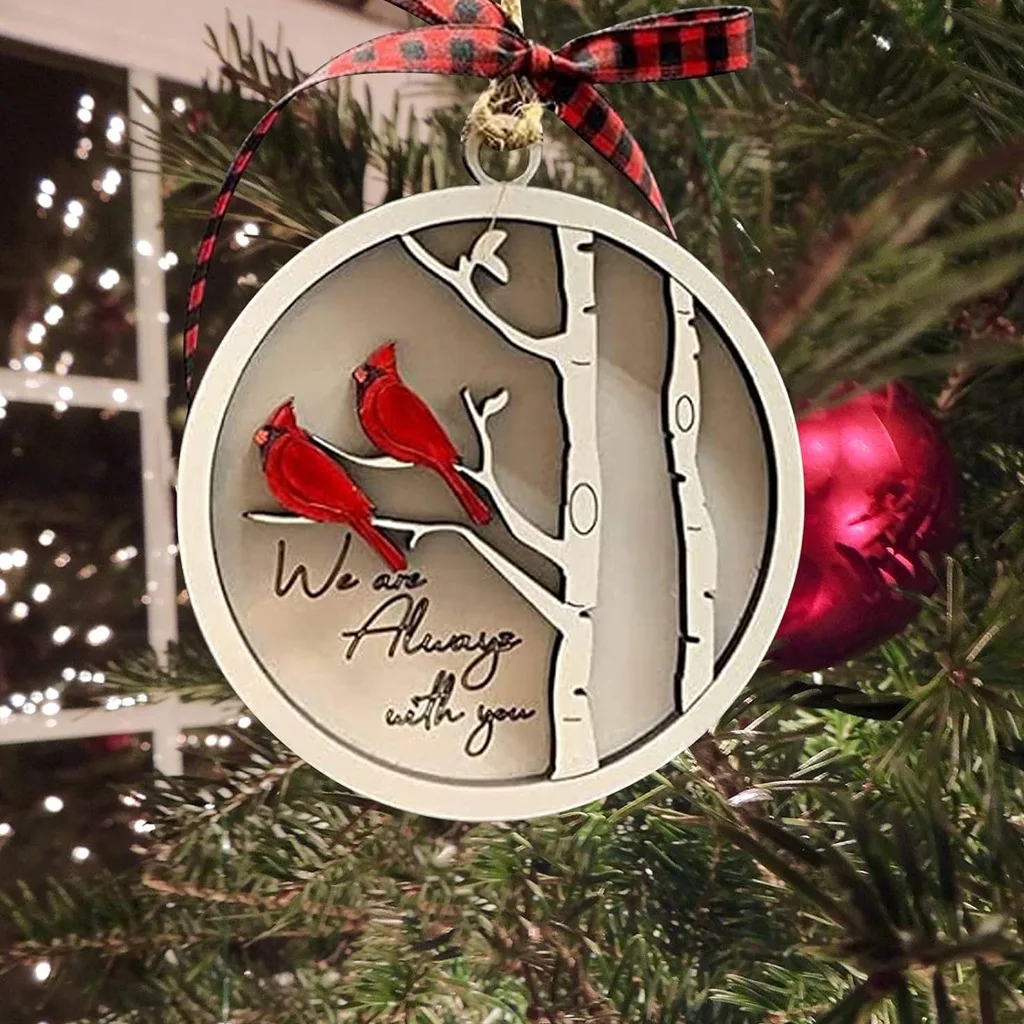 Arbres de Noël à plumes rouges, pendentif de Noël, décoration de portes de cheminée, ornements commémoratifs cardinaux robustes, bois de bureau