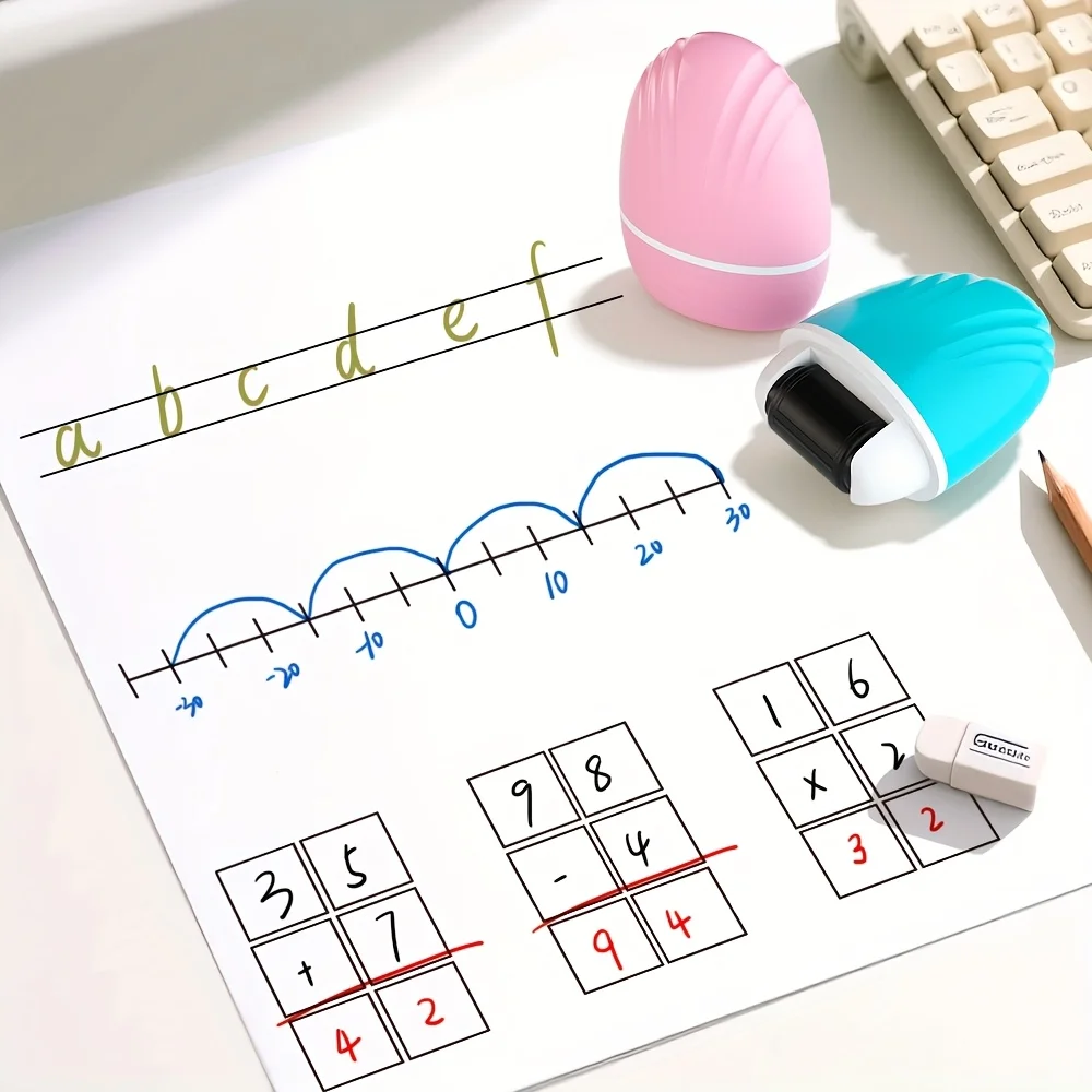 أداة تصحيح الأخطاء الرياضية ذات الختم الدوار، شبكة ختم فعالة ومحمولة، خط مزدوج، ختم أرقام متساوية لموسم المدرسة