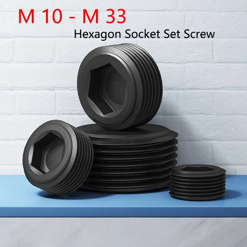 

1Pcs M10 M12 M14 M16 M18 M20 M22 M24 M26 M27 M28 M30 M33 Carbon Steel Pipe Oil Line Plug Throat Tap Hex Hexagon Socket Set Screw