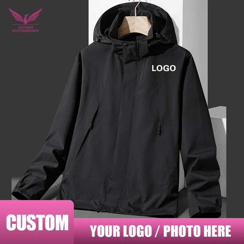 Custom logo Waterproof Jacket print text Men Outdoor Mountain Jackets personality customization women Sport Hoodie wholesale