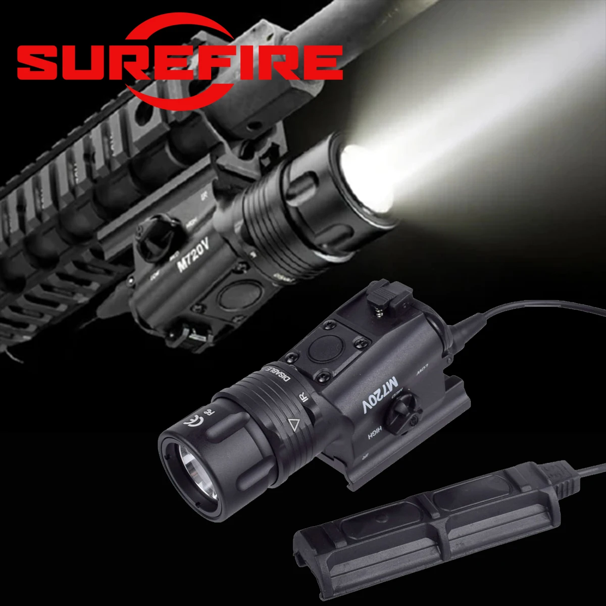 

SureFire M720V для страйкбола, тактическое оружие, разведыватель, яркость 500 люмен, стробоскоп, стробоскоп для винтовки AR15, для охоты, с M93 QD креплением