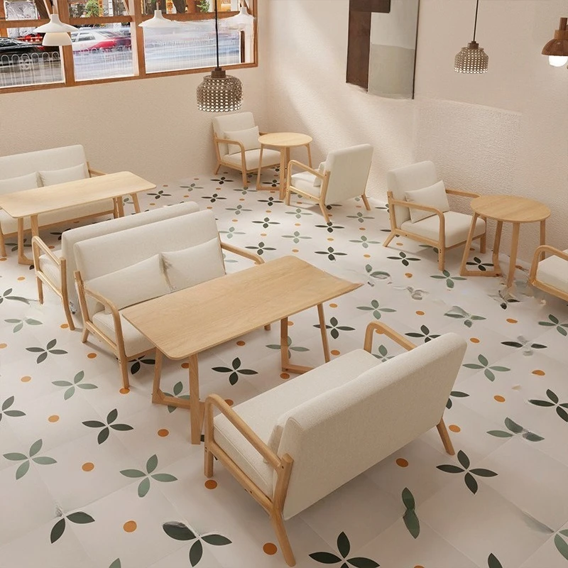 Cream Fengqing Bar Cafe Sofa Chair Combination Milk Tea Shop Western Restaurant Reception Leisure Negotiation Area Sofa Booth