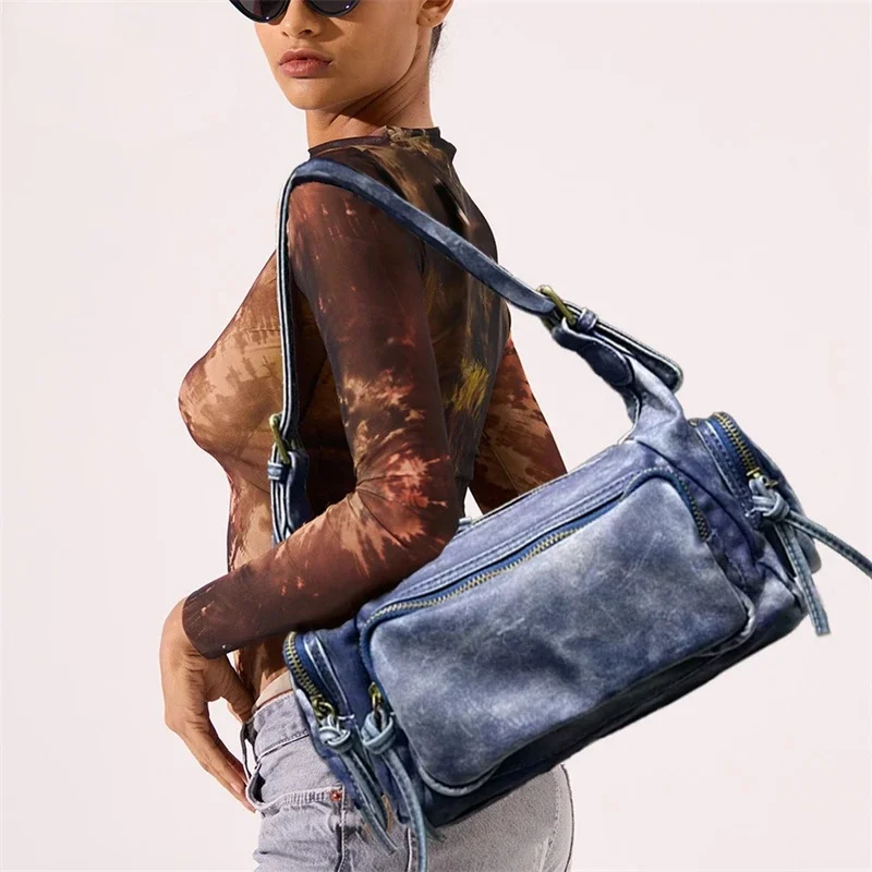 

Vintage Old Genderless Wind Washed Biker Shoulder Crossbody Bag
