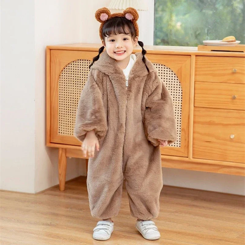 Newborn Lovely Bunny Baby Rompers Girls Clothes Long Eared Rabbit Kigurumis Cosplay Jumpsuits Costume Zipper Hoodie Toddler