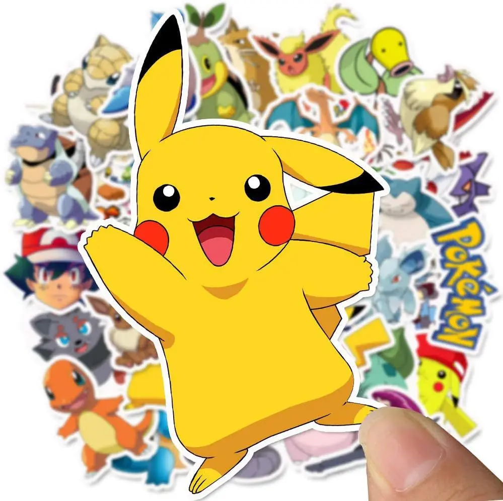 Picture 5: Trendy Pokemon Anime Stickers 50PCS, Waterproof Vinyl Decals No Repeat, Cute Cartoon Stickers for Laptop Phone Case Skateboard for All Ages