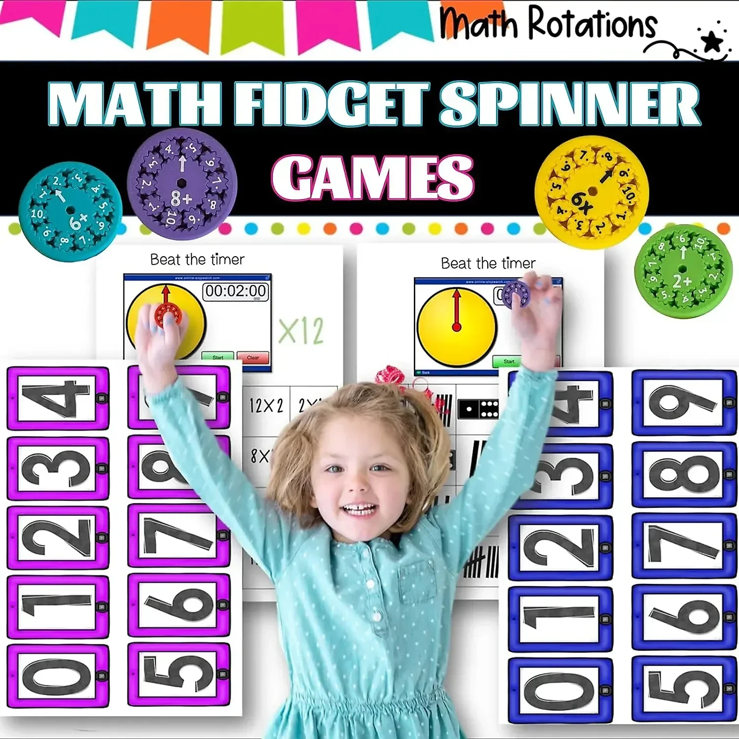 Math Fidget Spinners for Kid matematico Fidget Spinner insegnamento illuminazione gioco interattivo aggiungi meno moltiplicare dividere il giocattolo