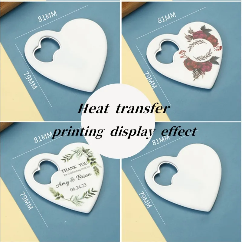 1Pc Sublimation Heart Magnetic Bottle Opener Blank Portable Adsorbable Magnet Refrigerator Bottle Opener Wedding Party Gifts