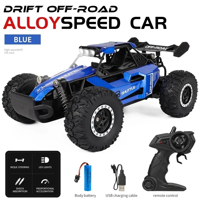 New RC Car 1:16 2WD with LED Light 2.4G 20KM/H High Speed Off-Road Climbing Remote Control Car Toy Gifts for Boys Girls Kids